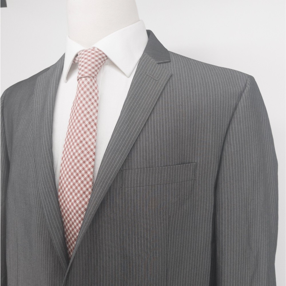 Kenneth Cole Reaction Men's Sport Coat Blazer Suit Jacket 2 Button Pinstripe 46L - Picture 2 of 11